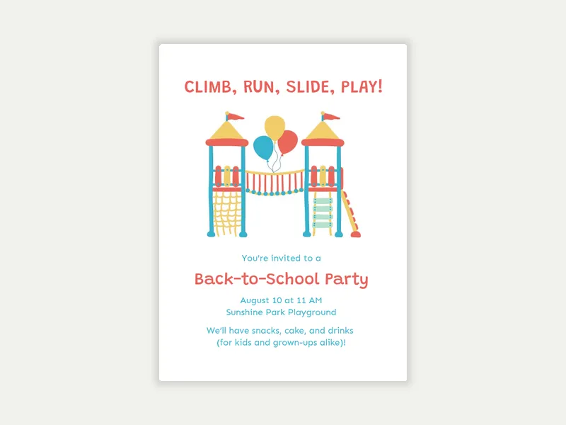 Playground Palooza Invitation free template design