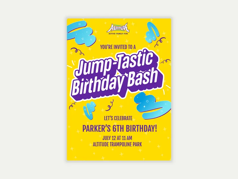Altitude Trampoline Park: Jumptastic Time Invitation free template design