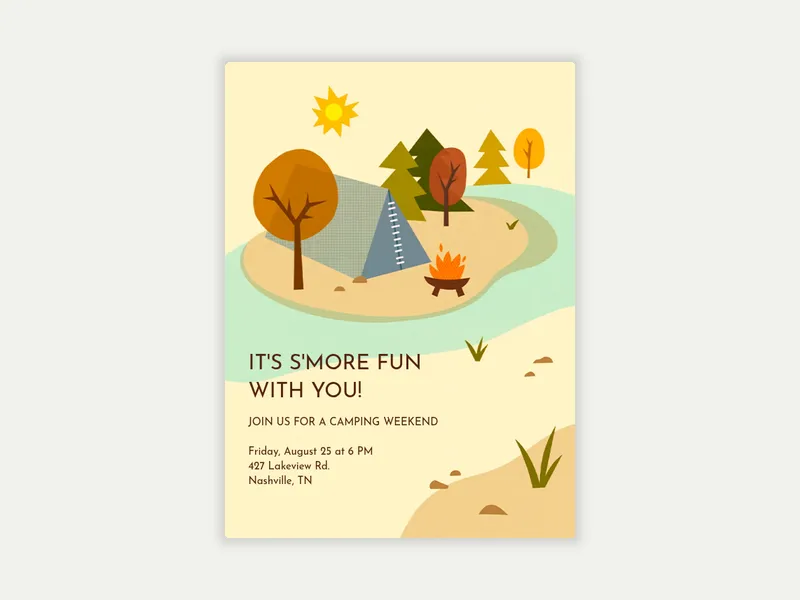 Let's Go Camping Invitation free template design