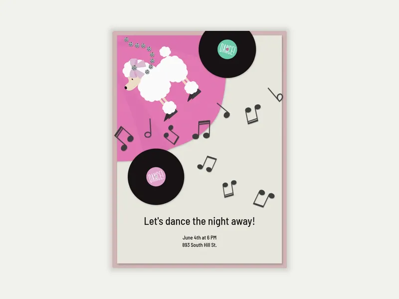 Poodle Skirt Party Invitation free template design
