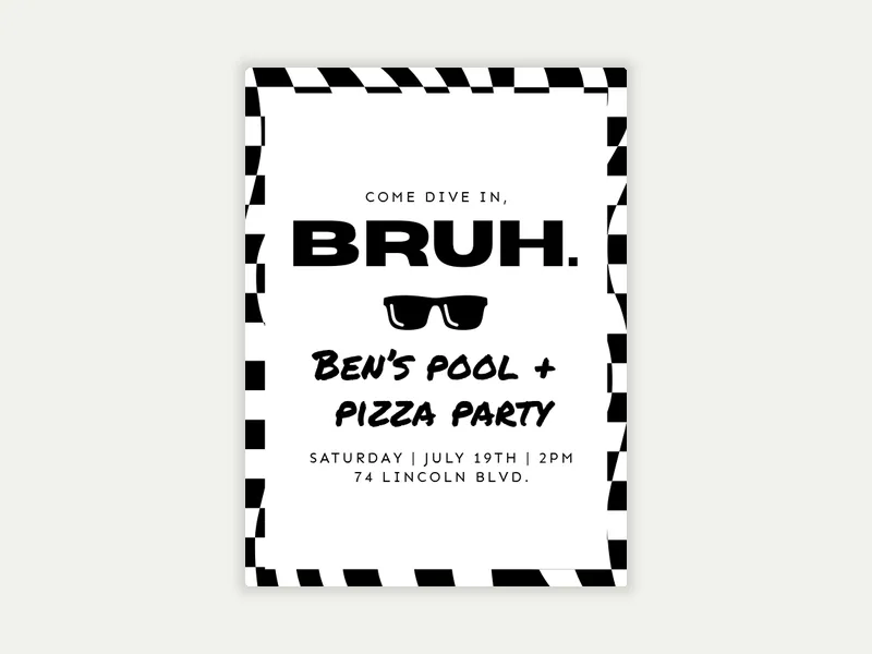 Pool Bruh Invitation free template design