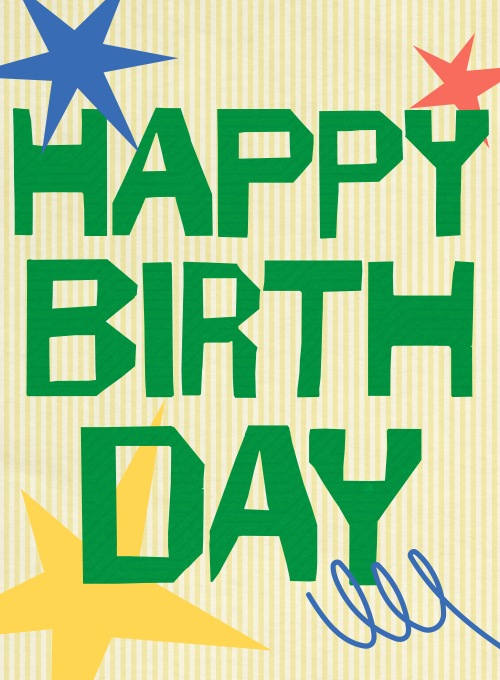 Pinstripe Stars - birthday_kids_cards - Card