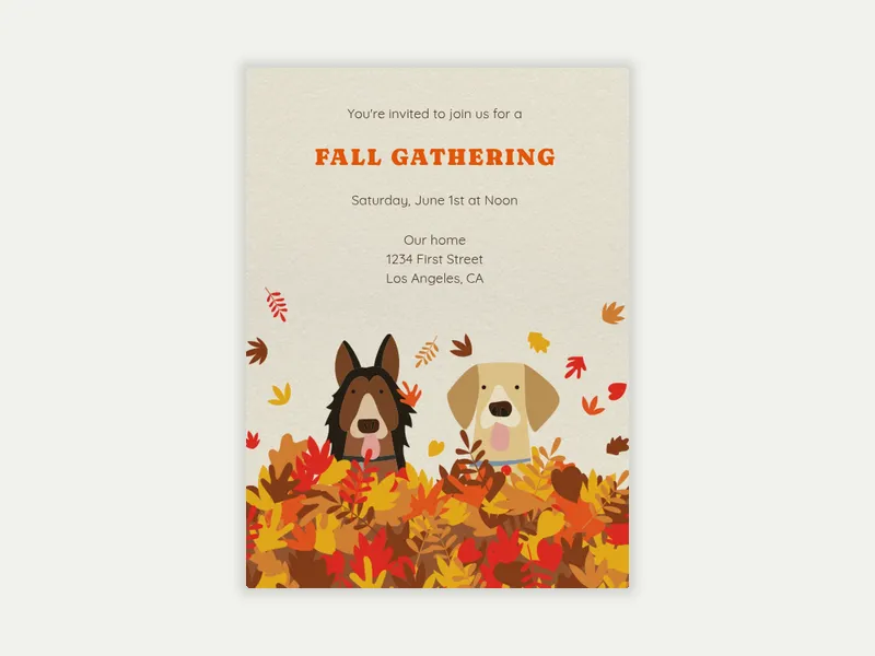 Dog Autumn Leaves Invitation free template design