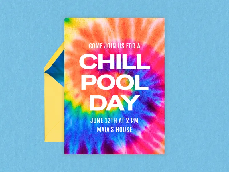 Tie Dye  Party Cool Waves Invitation premium template design