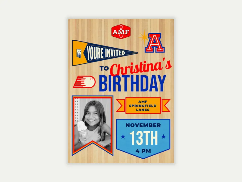 Lucky Strike Entertainment: Lane Life Invitation free template design