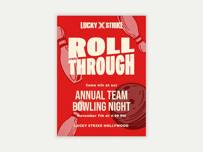 Lucky Strike Entertainment: Total Strike Invitation free template design