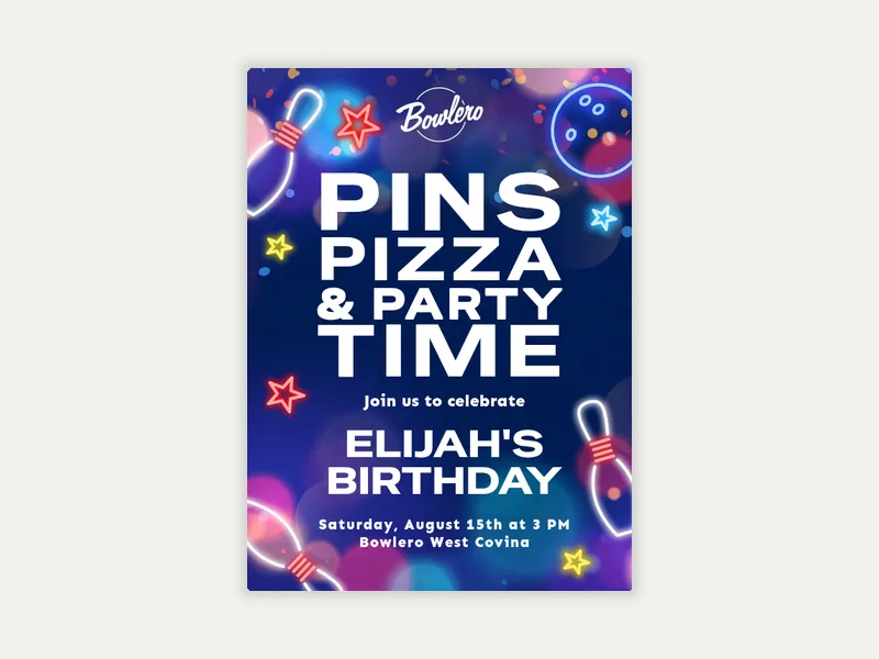 Lucky Strike Entertainment: Beyond Bowling Invitation free template design