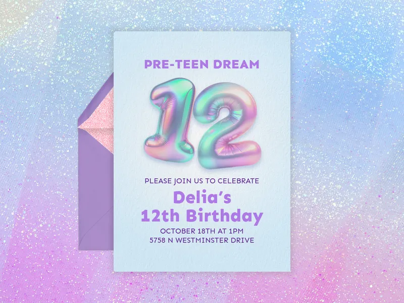Holographic Balloons Invitation premium template design