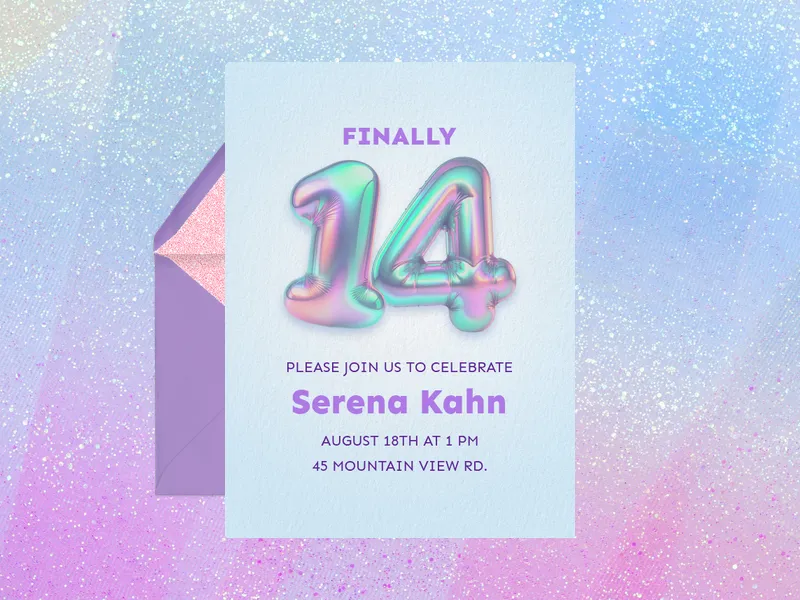 Holographic Balloons Invitation premium template design