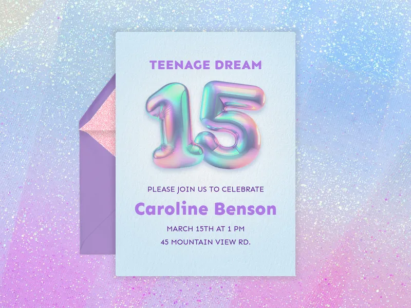 Holographic Balloons Invitation premium template design