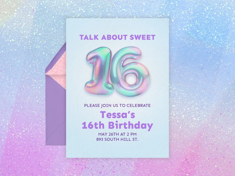 Holographic Balloons Invitation premium template design