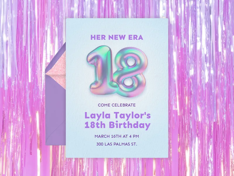Holographic Balloons Invitation premium template design