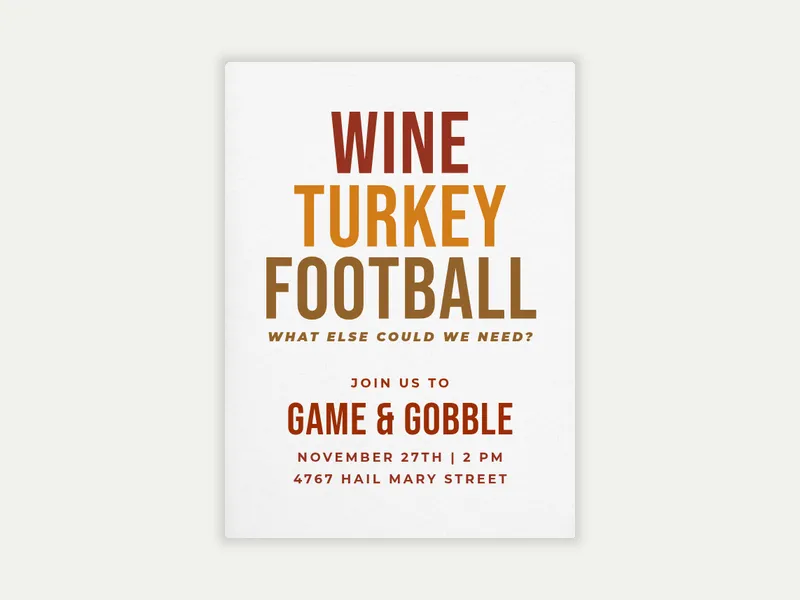 Game & Gobble Invitation free template design