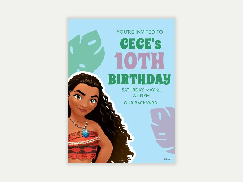 Disney’s Moana: Ocean Blue Invitation free template design
