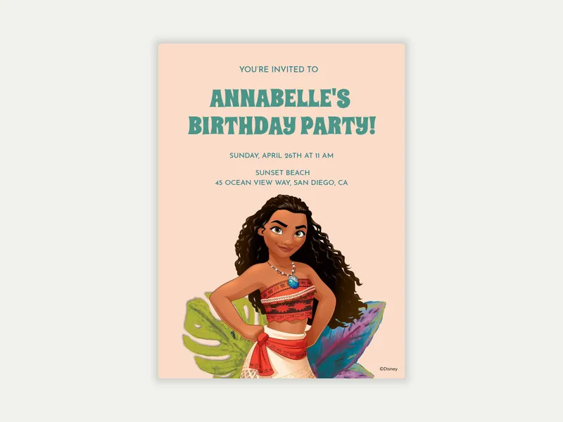 Disney’s Moana: Tropical Time - beach_party - Invitation
