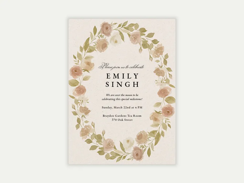 Watercolor Roses Invitation free template design