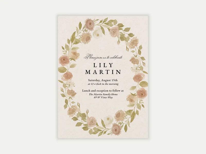 Watercolor Roses Invitation free template design