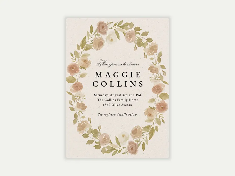 Watercolor Roses Invitation free template design