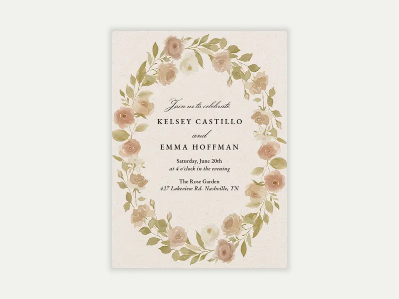 Watercolor Roses Invitation free template design