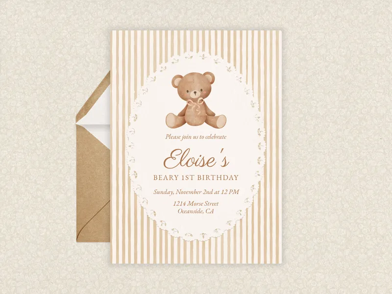 Sweet Teddy Invitation premium template design