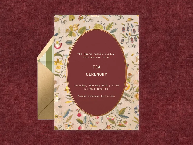 Embroidered Florals - tea_ceremony - Invitation