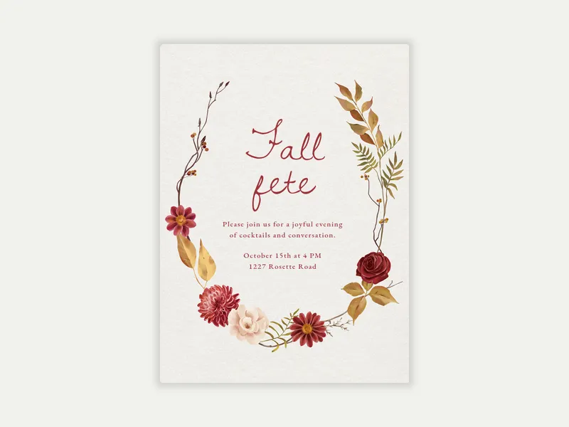 Aster Garland Invitation free template design