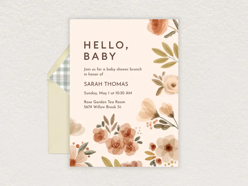 Watercolor Blooms Invitation premium template design