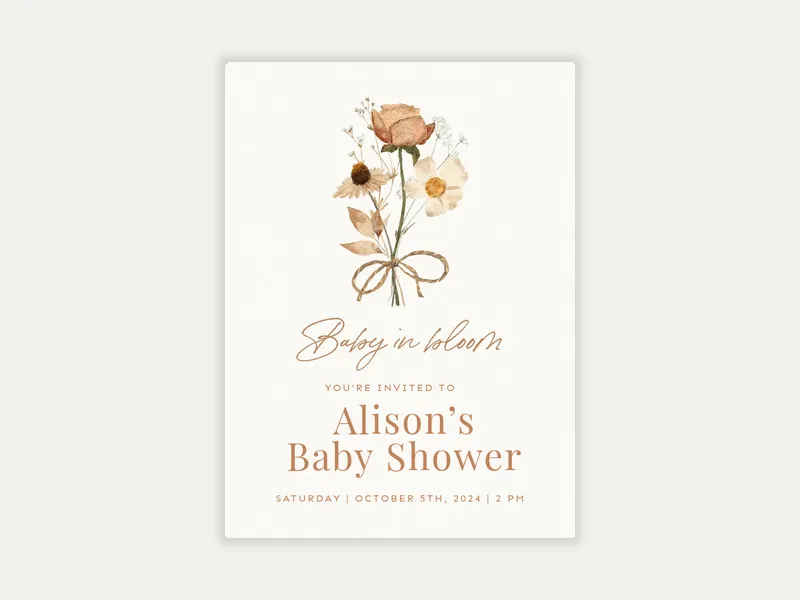 Watercolor Baby Bouquet Invitation free template design