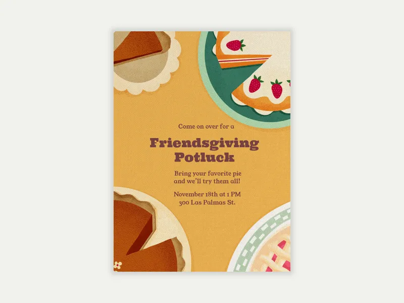 Thanksgiving Pies Invitation free template design