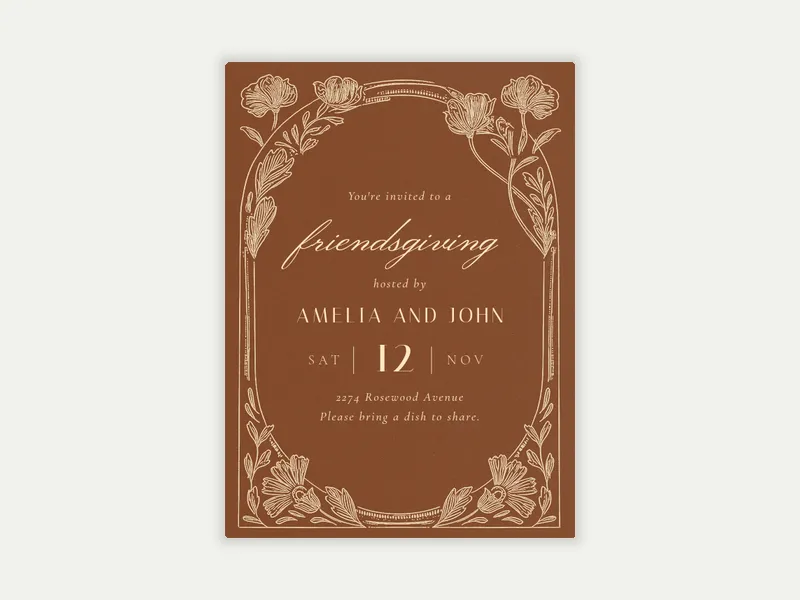 Floral Etching Invitation free template design