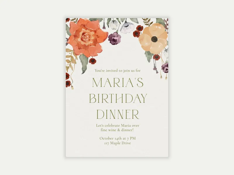 Fall Florals Invitation free template design