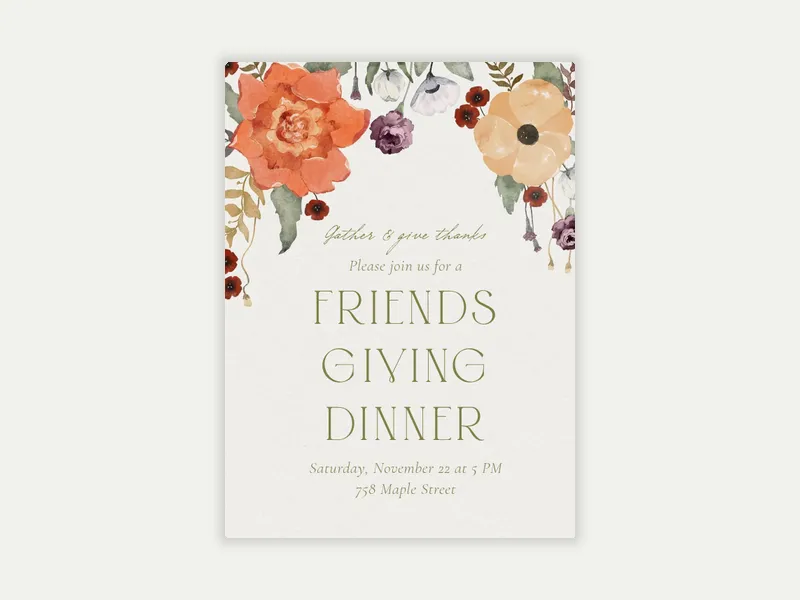 Fall Florals - friendsgiving - Invitation