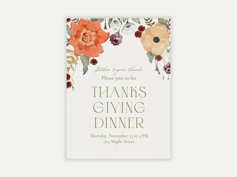 Fall Florals Invitation free template design