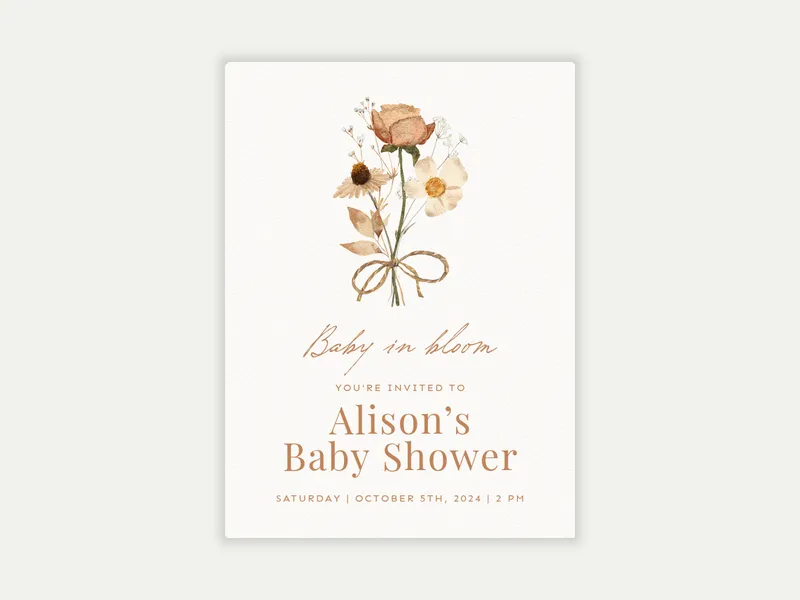 Watercolor Baby Bouquet - fall - Invitation