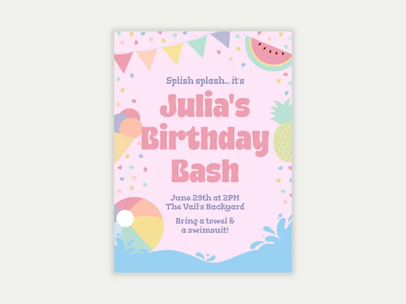 Pastel Summer Joys Invitation free template design