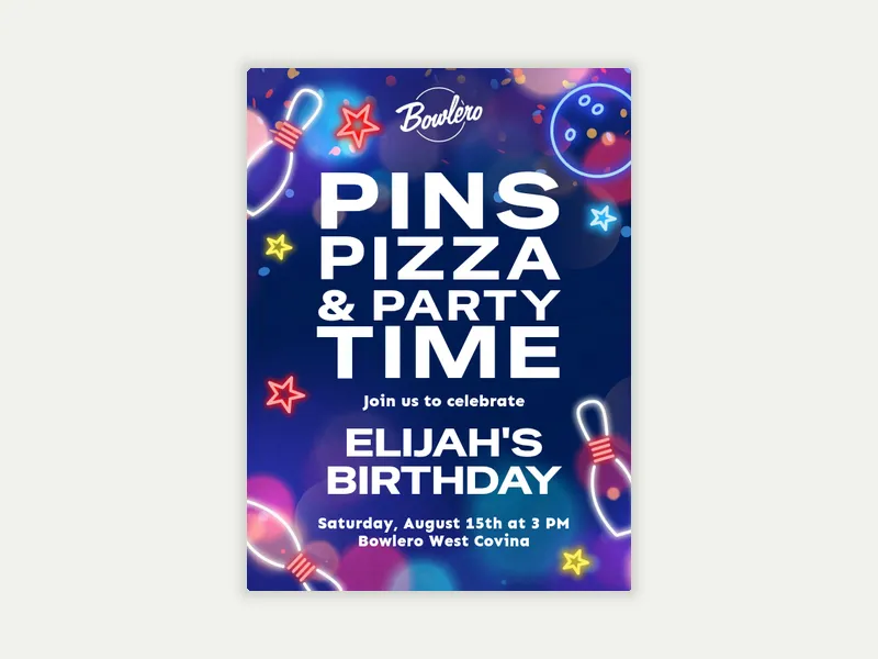 Lucky Strike Entertainment: Beyond Bowling Invitation free template design