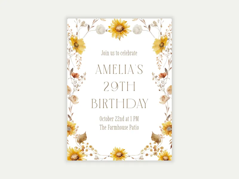 Warm Watercolor Florals Invitation free template design