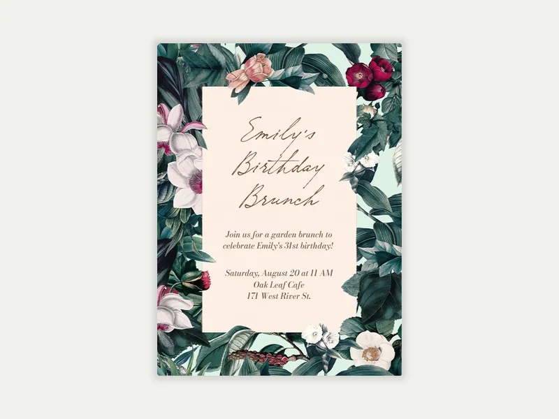 Botanical Etching - brunch_lunch - Invitation