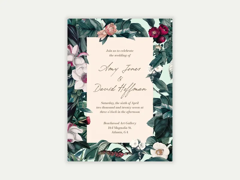 Botanical Etching Invitation free template design