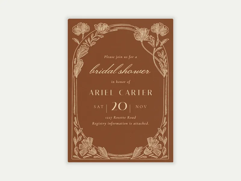 Floral Etching Invitation free template design
