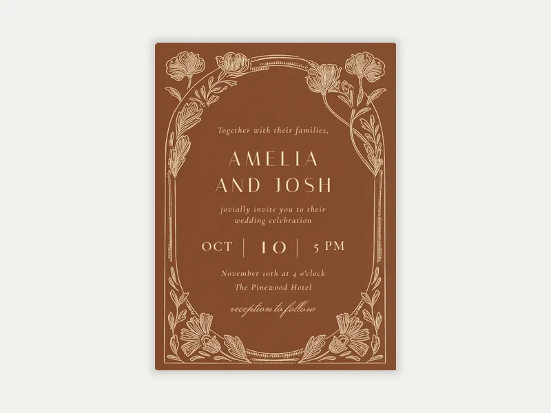 Floral Etching Invitation free template design