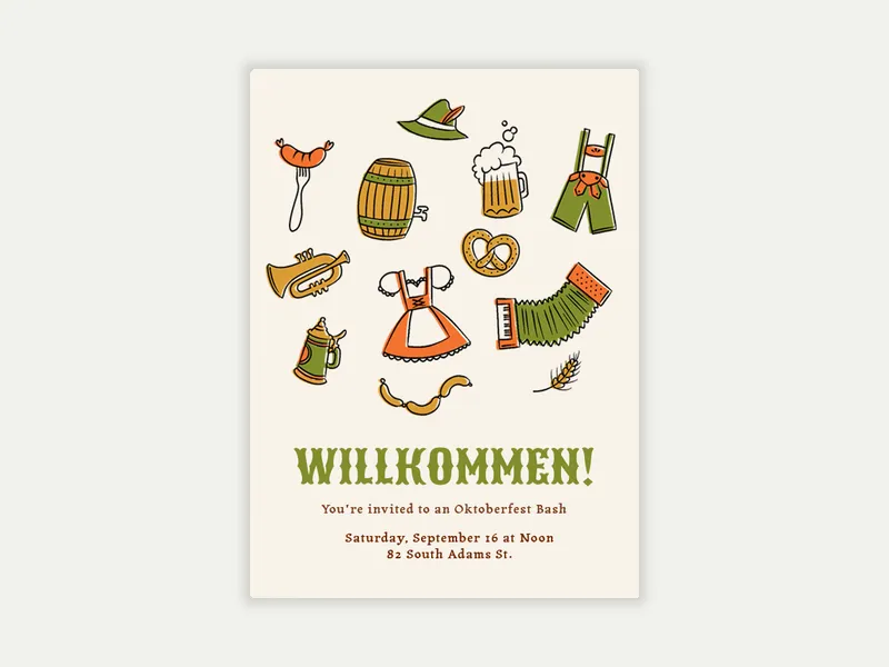 Willkommen Invitation free template design