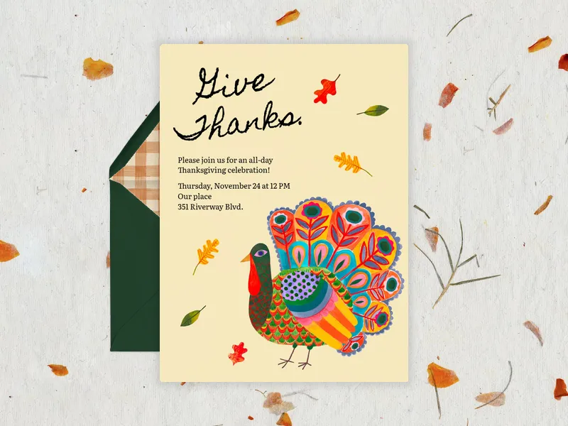 Give Thanks - thanksgiving - Invitation