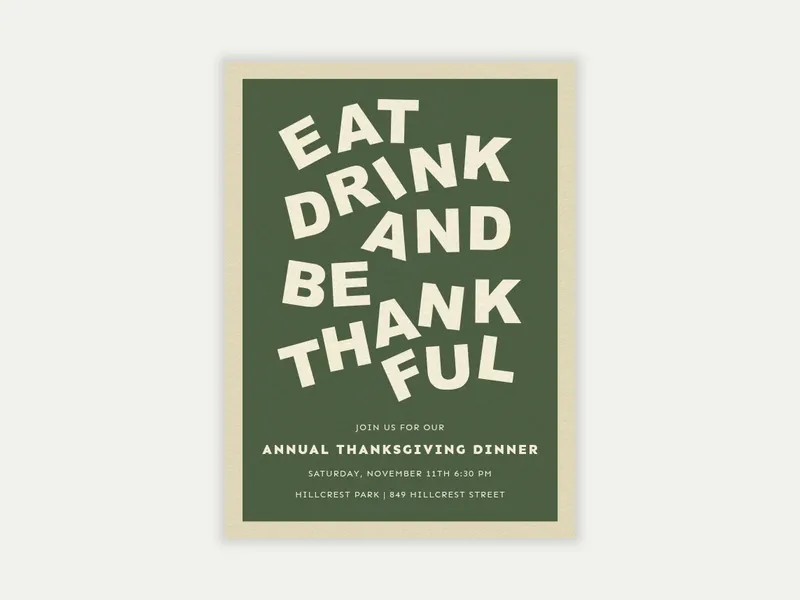 Eat, Drink, and Be Thankful - thanksgiving - Invitation