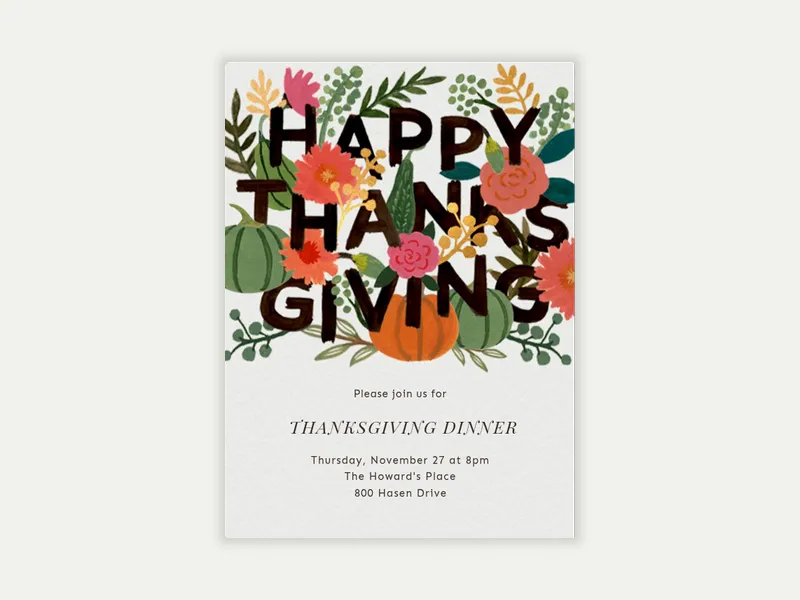 Floral Thanks - thanksgiving - Invitation