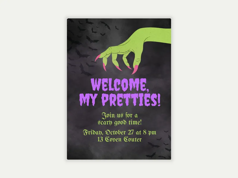 Welcome, My Pretties Invitation free template design