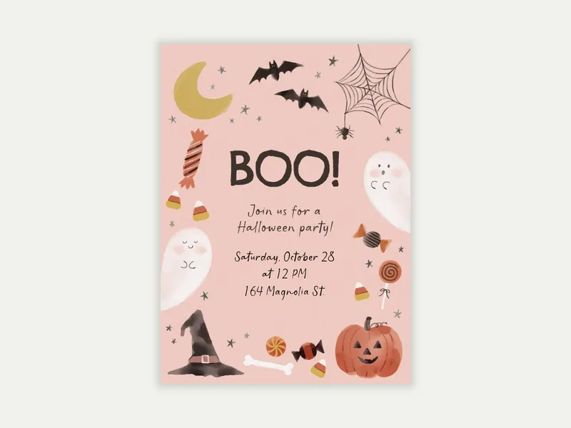 Sweet, Not Scary Invitation free template design