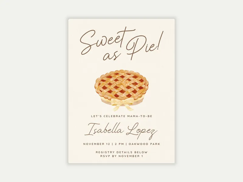 Sweet as Pie - baby - Invitation