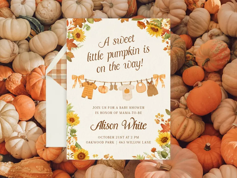 Sweet Little Pumpkin Invitation premium template design