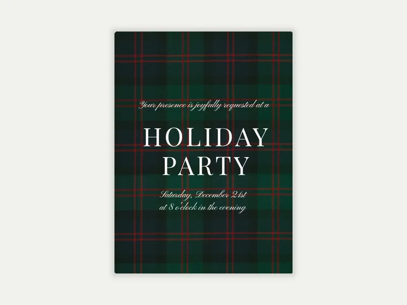 Green Plaid Invitation free template design